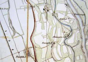 Grazerhof 1860 zwischen Plachelhof und Ohmeyers Schrot-Mühle - 1860